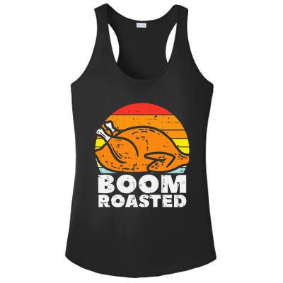 Boom Roasted Turkey Sunset Retro Thanksgiving Ladies PosiCharge Competitor Racerback Tank