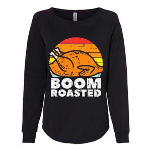 Boom Roasted Turkey Sunset Retro Thanksgiving Womens California Wash Sweatshirt