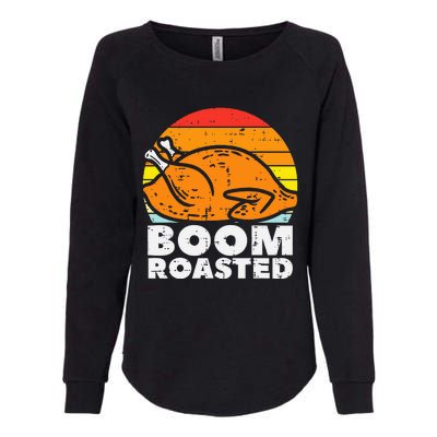 Boom Roasted Turkey Sunset Retro Thanksgiving Womens California Wash Sweatshirt