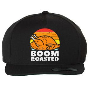 Boom Roasted Turkey Sunset Retro Thanksgiving Wool Snapback Cap