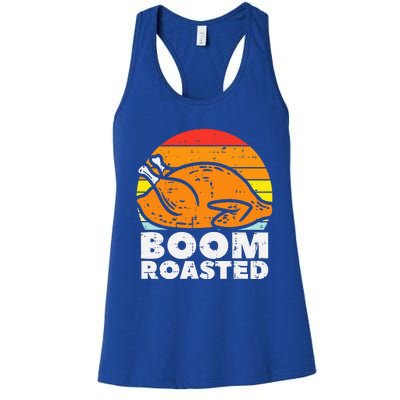 Boom Roasted Turkey Sunset Retro Thanksgiving Women's Racerback Tank