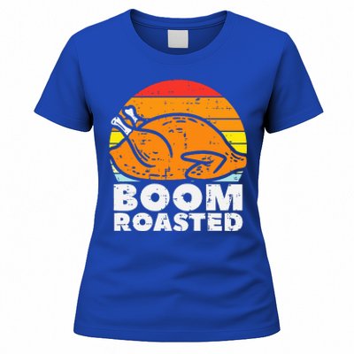 Boom Roasted Turkey Sunset Retro Thanksgiving Women's T-Shirt