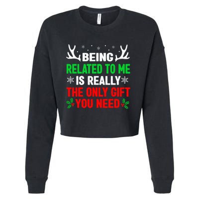 Being Related To Me Funny Christmas Cropped Pullover Crew