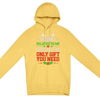 Being Related To Me Funny Christmas Family Xmas Pajamas Premium Pullover Hoodie