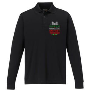 Being Related To Me Funny Christmas Family Xmas Pajamas Performance Long Sleeve Polo