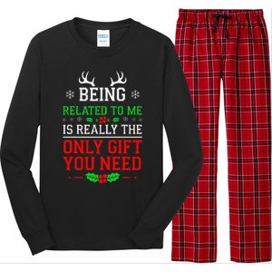 Being Related To Me Funny Christmas Family Xmas Pajamas Long Sleeve Pajama Set