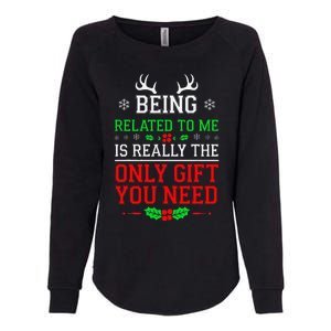 Being Related To Me Funny Christmas Family Xmas Pajamas Womens California Wash Sweatshirt