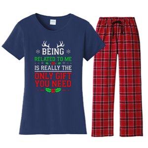 Being Related To Me Funny Christmas Family Xmas Pajamas Women's Flannel Pajama Set