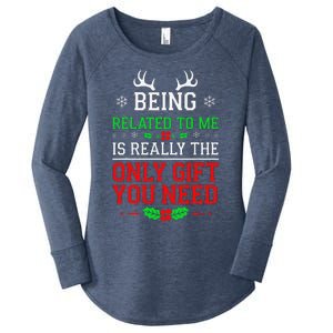 Being Related To Me Funny Christmas Family Xmas Pajamas Women's Perfect Tri Tunic Long Sleeve Shirt