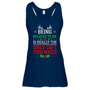 Being Related To Me Funny Christmas Family Xmas Pajamas Ladies Essential Flowy Tank