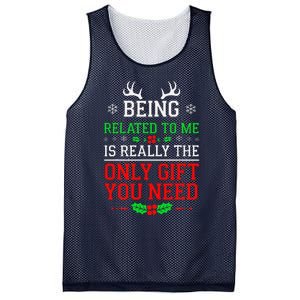 Being Related To Me Funny Christmas Family Xmas Pajamas Mesh Reversible Basketball Jersey Tank