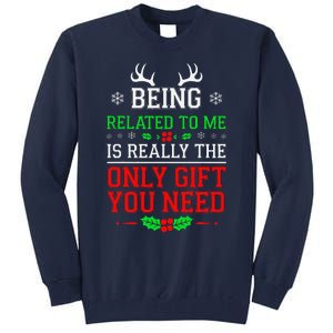 Being Related To Me Funny Christmas Family Xmas Pajamas Tall Sweatshirt