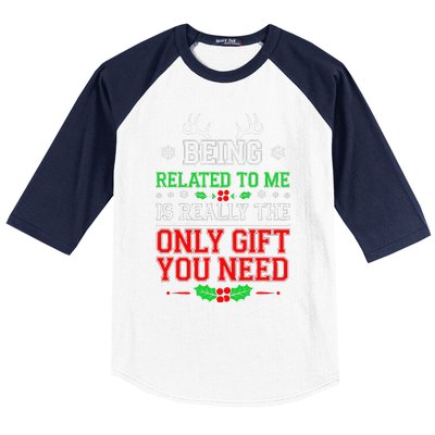 Being Related To Me Funny Christmas Family Xmas Pajamas Baseball Sleeve Shirt