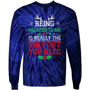 Being Related To Me Funny Christmas Family Xmas Pajamas Tie-Dye Long Sleeve Shirt