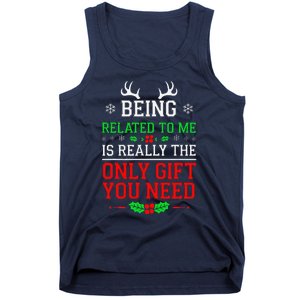 Being Related To Me Funny Christmas Family Xmas Pajamas Tank Top