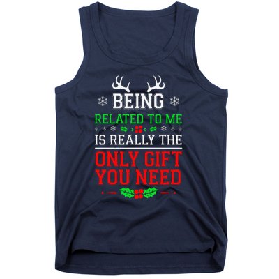 Being Related To Me Funny Christmas Family Xmas Pajamas Tank Top