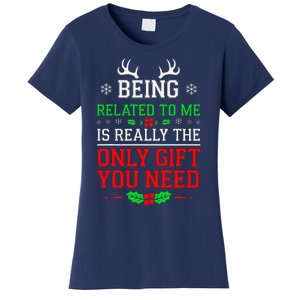 Being Related To Me Funny Christmas Family Xmas Pajamas Women's T-Shirt