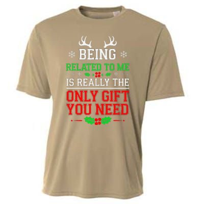 Being Related To Me Funny Christmas Family Xmas Pajamas Cooling Performance Crew T-Shirt