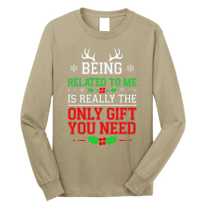 Being Related To Me Funny Christmas Family Xmas Pajamas Long Sleeve Shirt