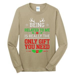 Being Related To Me Funny Christmas Family Xmas Pajamas Tall Long Sleeve T-Shirt