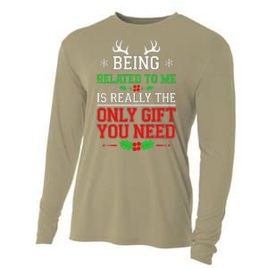 Being Related To Me Funny Christmas Family Xmas Pajamas Cooling Performance Long Sleeve Crew