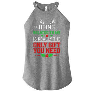 Being Related To Me Funny Christmas Family Xmas Pajamas Women's Perfect Tri Rocker Tank