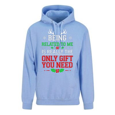 Being Related To Me Funny Christmas Family Xmas Pajamas Unisex Surf Hoodie