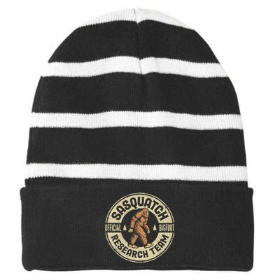 Bigfoot Research Team Retro Vintage Sasquatch Men Women Striped Beanie with Solid Band