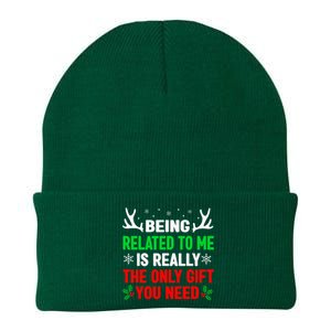 Being Related To Me Funny Christmas Family Knit Cap Winter Beanie