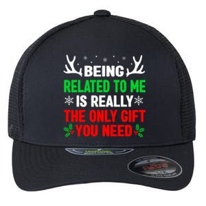 Being Related To Me Funny Christmas Family Flexfit Unipanel Trucker Cap