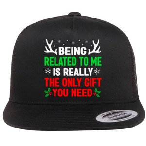 Being Related To Me Funny Christmas Family Flat Bill Trucker Hat