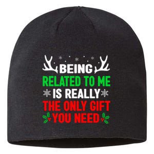 Being Related To Me Funny Christmas Family Sustainable Beanie