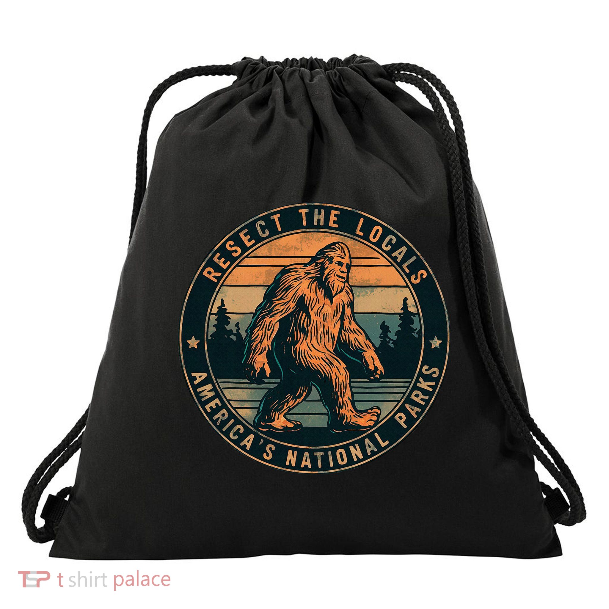 Bigfoot Respect The Locals Sasquatch American Drawstring Bag