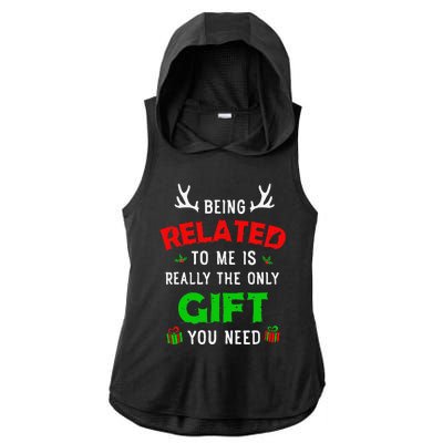 Being Related To Me Funny Christmas Family Xmas Pajamas Gift Gift Ladies PosiCharge Tri-Blend Wicking Draft Hoodie Tank