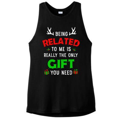 Being Related To Me Funny Christmas Family Xmas Pajamas Gift Gift Ladies PosiCharge Tri-Blend Wicking Tank