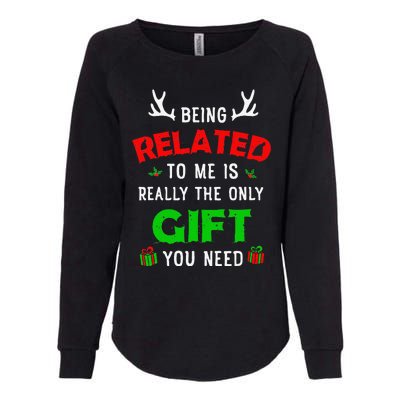 Being Related To Me Funny Christmas Family Xmas Pajamas Gift Gift Womens California Wash Sweatshirt