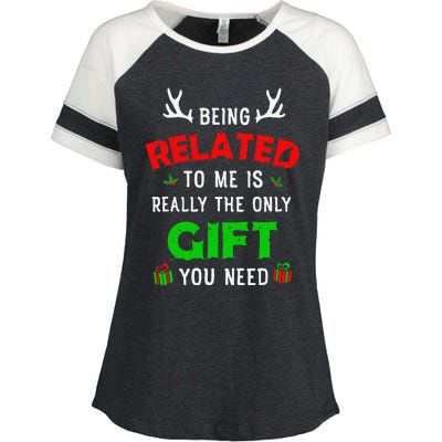 Being Related To Me Funny Christmas Family Xmas Pajamas Gift Gift Enza Ladies Jersey Colorblock Tee