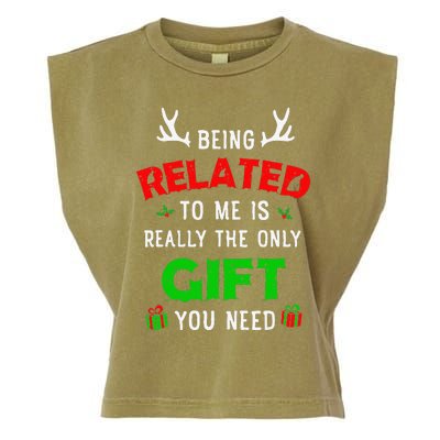 Being Related To Me Funny Christmas Family Xmas Pajamas Gift Gift Garment-Dyed Women's Muscle Tee