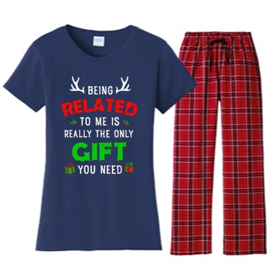 Being Related To Me Funny Christmas Family Xmas Pajamas Gift Gift Women's Flannel Pajama Set