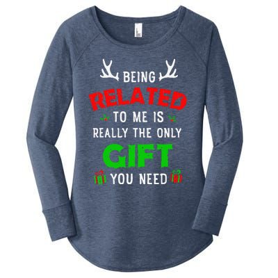 Being Related To Me Funny Christmas Family Xmas Pajamas Gift Gift Women's Perfect Tri Tunic Long Sleeve Shirt