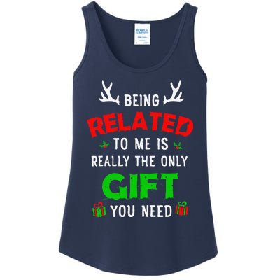 Being Related To Me Funny Christmas Family Xmas Pajamas Gift Gift Ladies Essential Tank