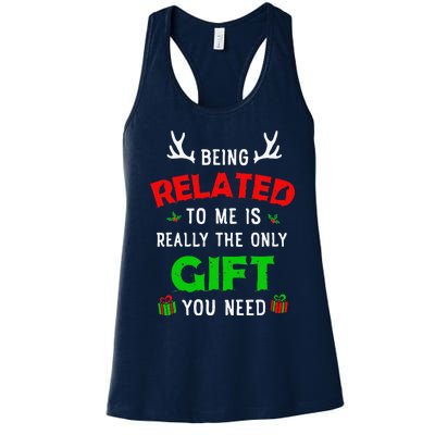 Being Related To Me Funny Christmas Family Xmas Pajamas Gift Gift Women's Racerback Tank