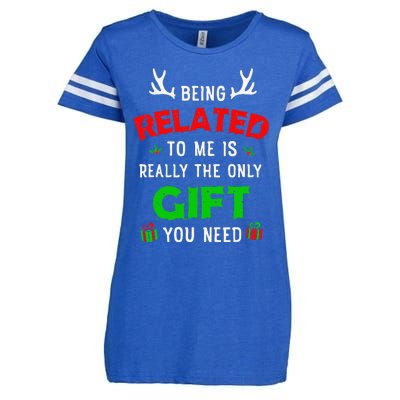 Being Related To Me Funny Christmas Family Xmas Pajamas Gift Gift Enza Ladies Jersey Football T-Shirt