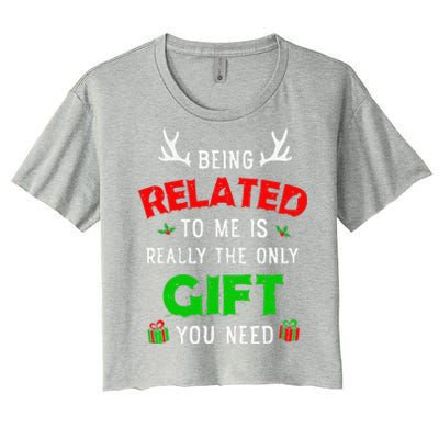 Being Related To Me Funny Christmas Family Xmas Pajamas Gift Gift Women's Crop Top Tee