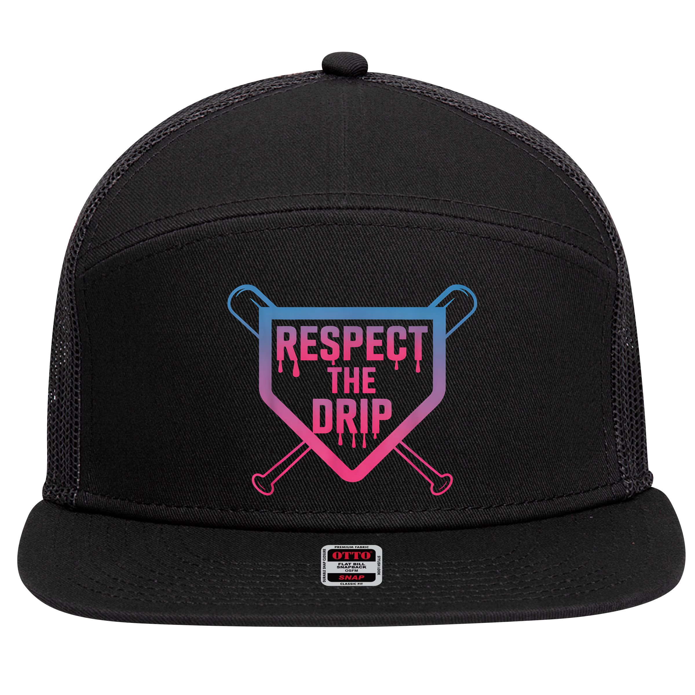 Baseball Respect The Drip Home Plate Drip Ice Cream 7 Panel Mesh Trucker Snapback Hat