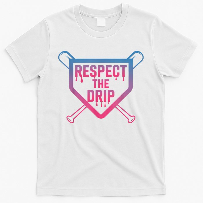 Baseball Respect The Drip Home Plate Drip Ice Cream T-Shirt