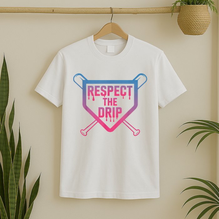Baseball Respect The Drip Home Plate Drip Ice Cream T-Shirt