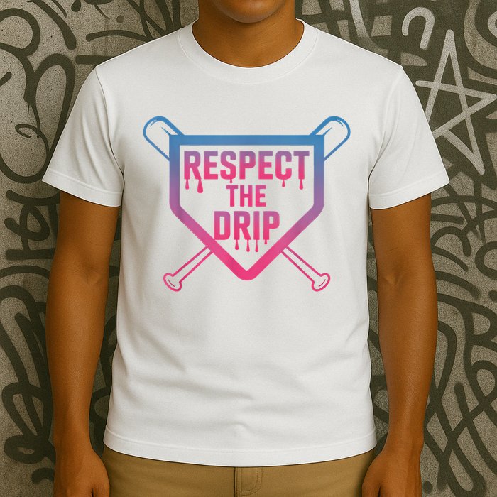 Baseball Respect The Drip Home Plate Drip Ice Cream T-Shirt