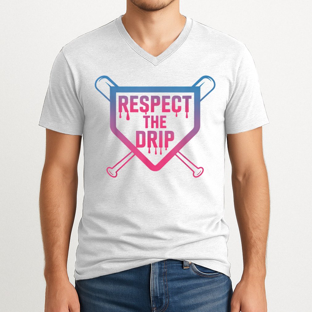 Baseball Respect The Drip Home Plate Drip Ice Cream V-Neck T-Shirt