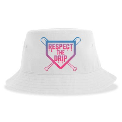 Baseball Respect The Drip Home Plate Drip Ice Cream Sustainable Bucket Hat